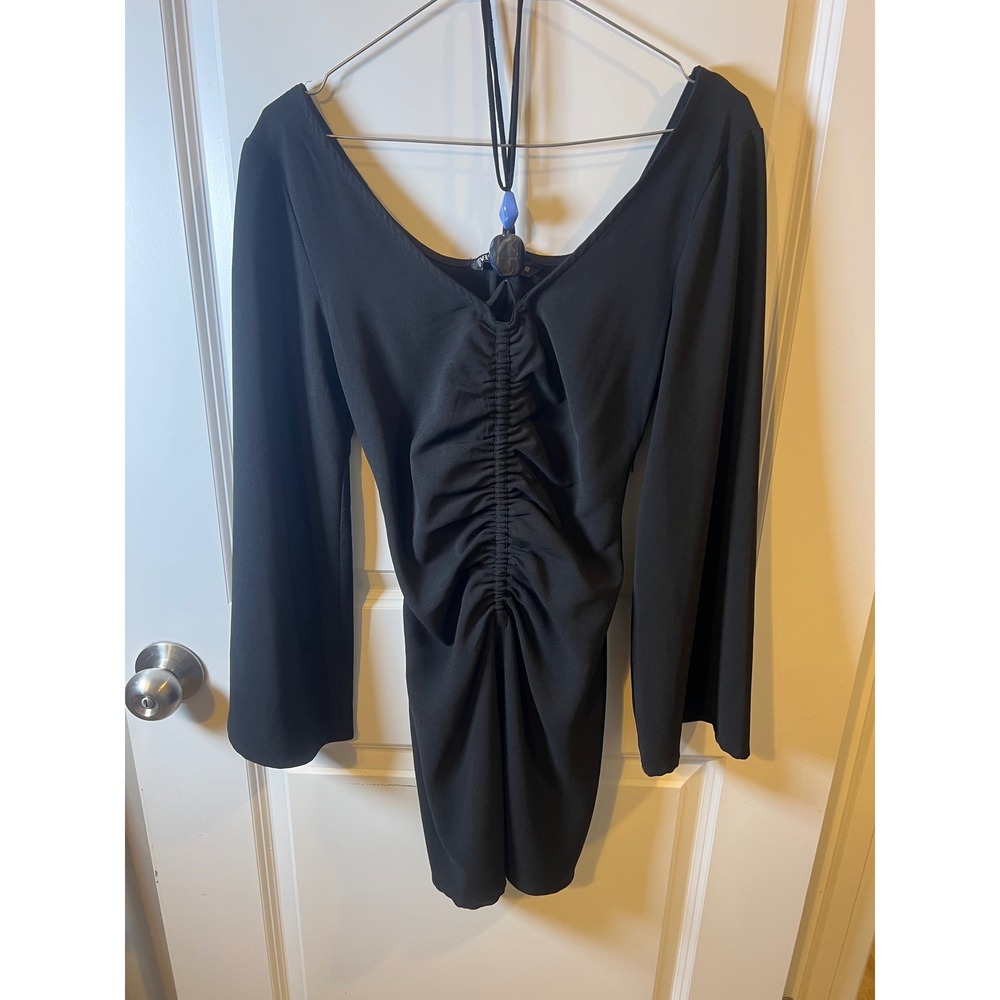 Zara Womens Mini Dress‎ Ruched Front Black XS